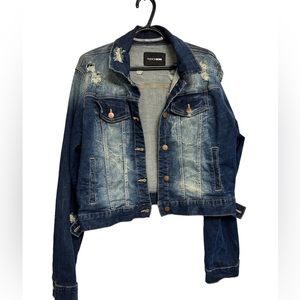 Distressed jean jacket (stretch)